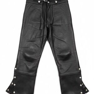 Diamond Plate Buffalo Vtg Black Leather Chap Sz S Biker Rider Cowboy Chaps‎ Sz S